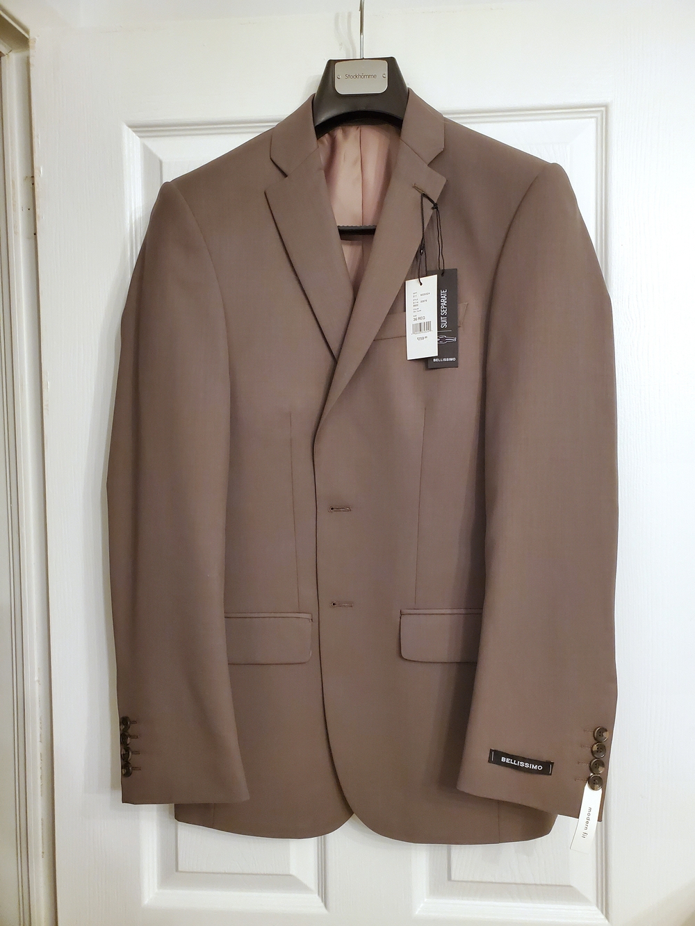 Bellissimo Men's Taupe Single-Breasted Notch Lapel Blazer